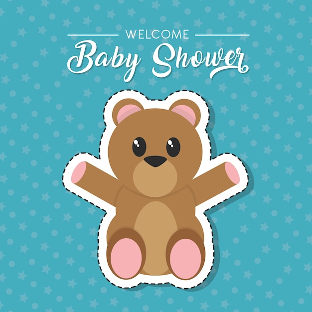 Vector oso de peluche de invitación de la ducha de bebé