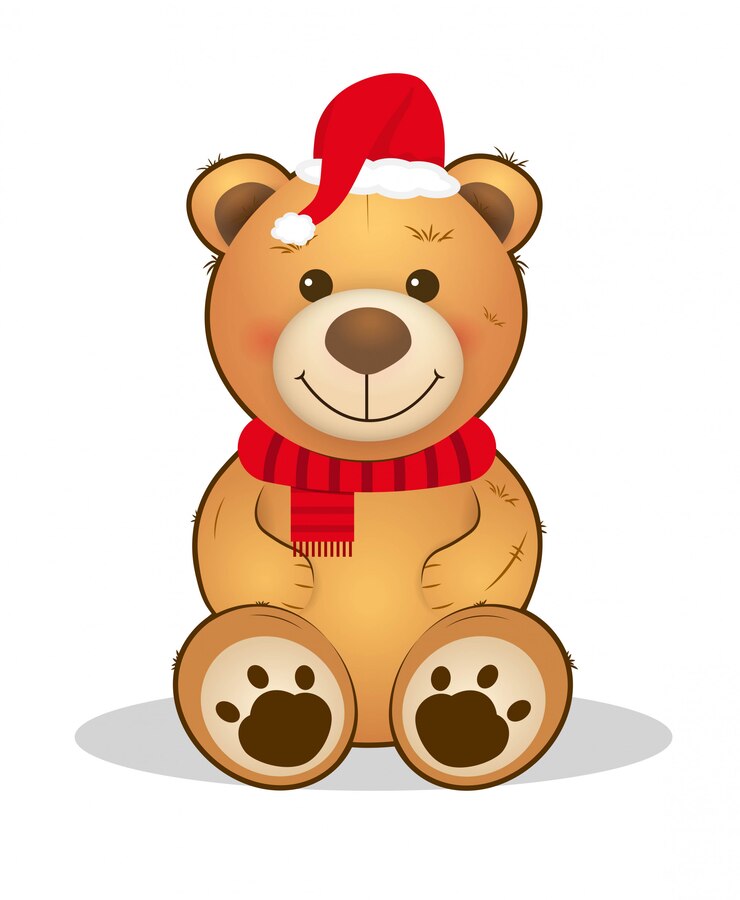 Oso de peluche lindo de la Navidad. Dibujos animados de animales.