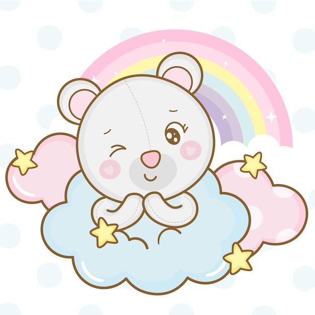 Vector oso de peluche en la nube