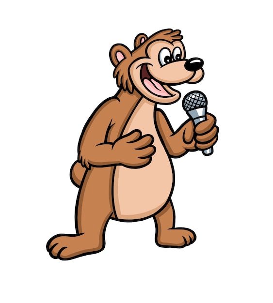 Oso personaje de dibujos animados cantando