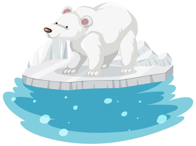 Vector oso polar en capa de hielo