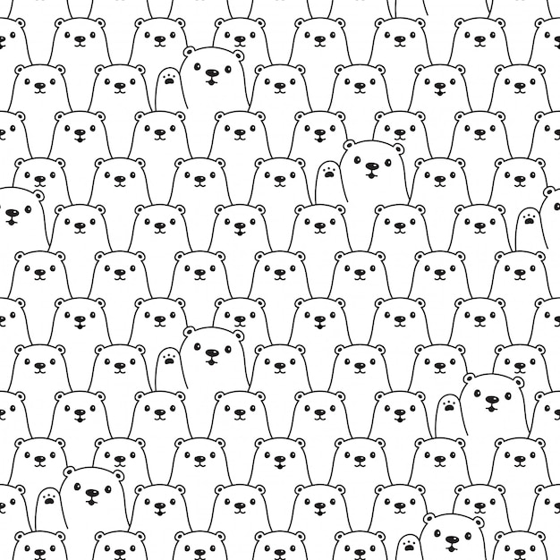 oso polar de dibujos animados de patrones sin fisuras