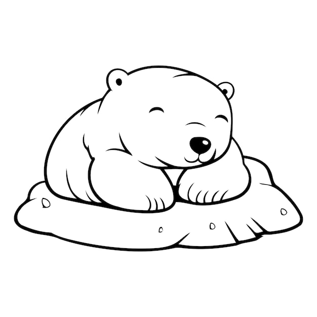 El oso polar durmiendo en una capa de hielo Ilustración vectorial