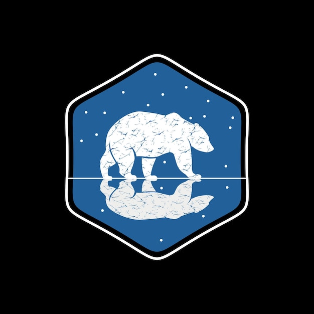 oso polar iceberg reflexión congelada hielo ártico insignia de diseño de logotipo