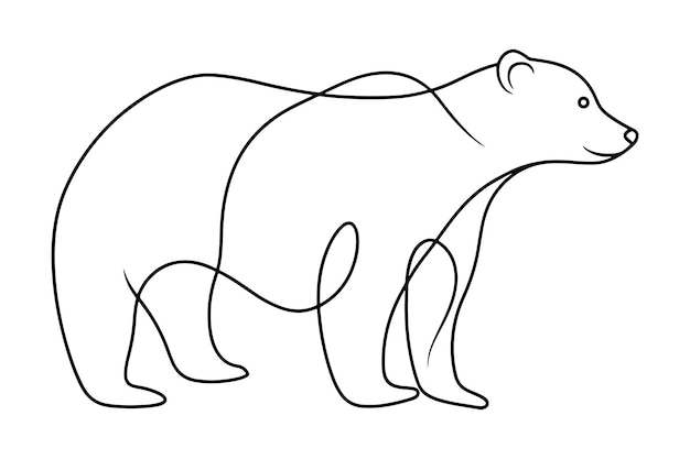Oso polar Ilustración vectorial de línea continua en fondo blanco