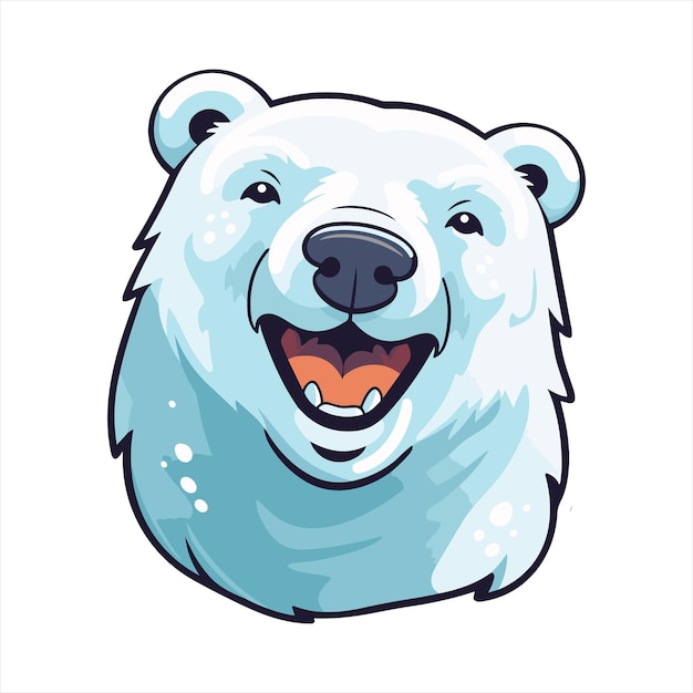 Oso polar, lindo, divertido, caricatura, kawaii, clipart, colorido, acuarela, animal, mascota, pegatina, ilustración