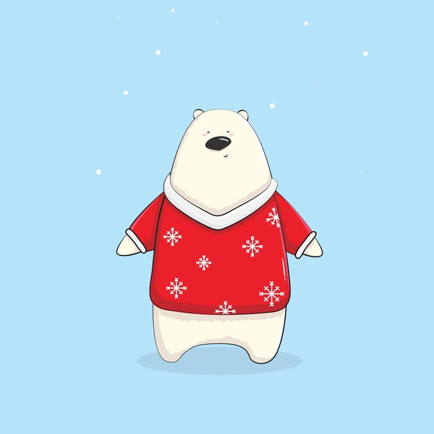 Oso polar navideño Feliz Navidad ilustraciones de lindo oso polar con accesorios como gorros de punto suéteres bufandas