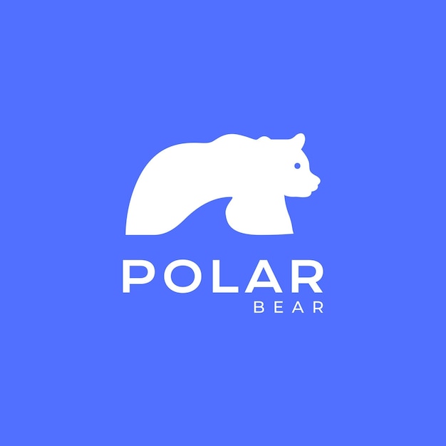 oso polar nieve hielo animal diseño de logotipo vector plano