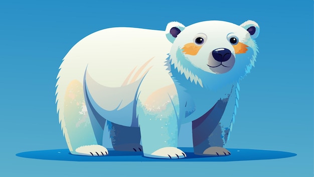 un oso polar con ojos amarillos y un punto amarillo en su nariz