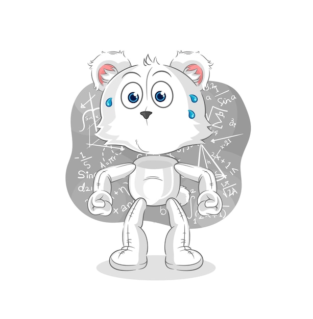 Oso polar pensando duro personaje de dibujos animados de vectores