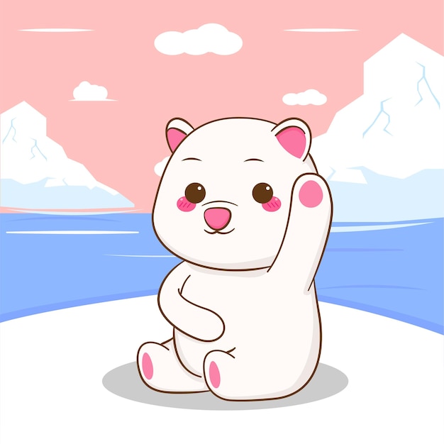 Oso polar sentado personaje de dibujos animados