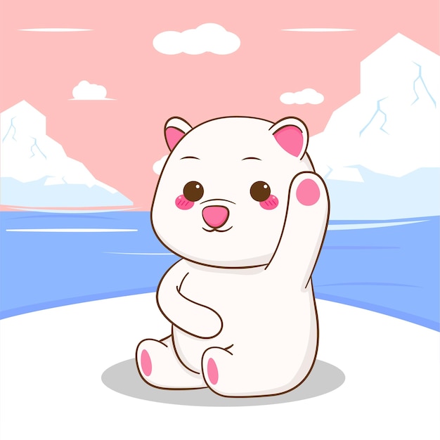 Vector oso polar sentado personaje de dibujos animados