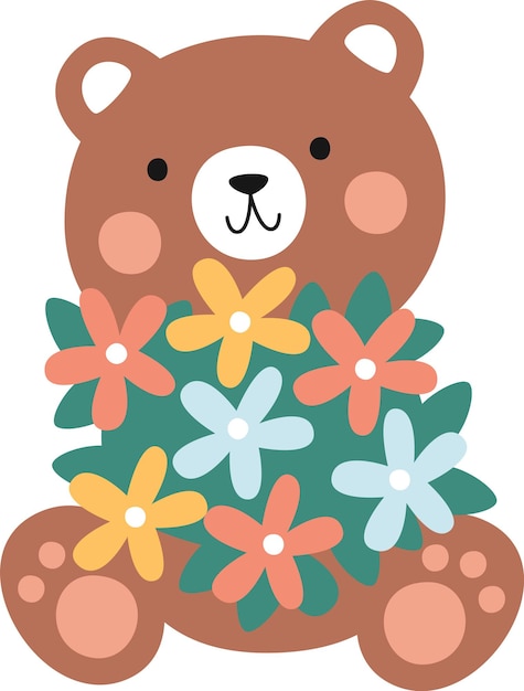 El oso con el ramo de flores