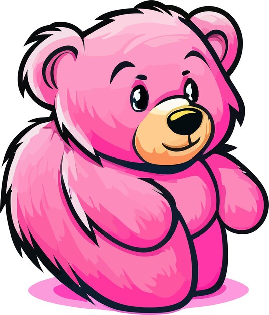 Vector un oso rosa de dibujos animados con una nariz rosa.