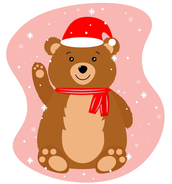 Vector oso santa claus en un sombrero