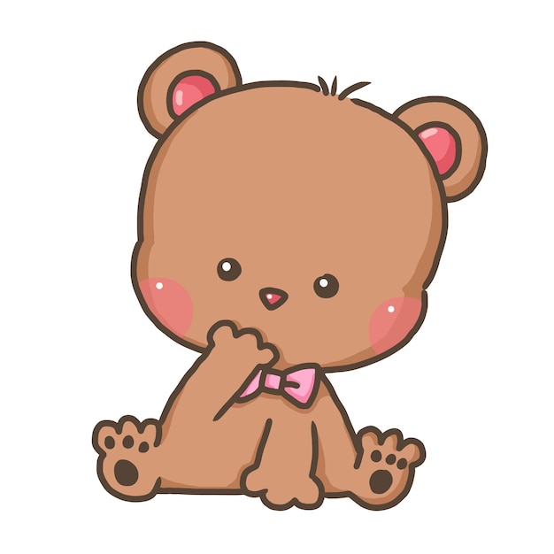 Oso, vector, caricatura, clipart, anime, lindo, carácter, modelo, ilustración, dibujo, kawaii