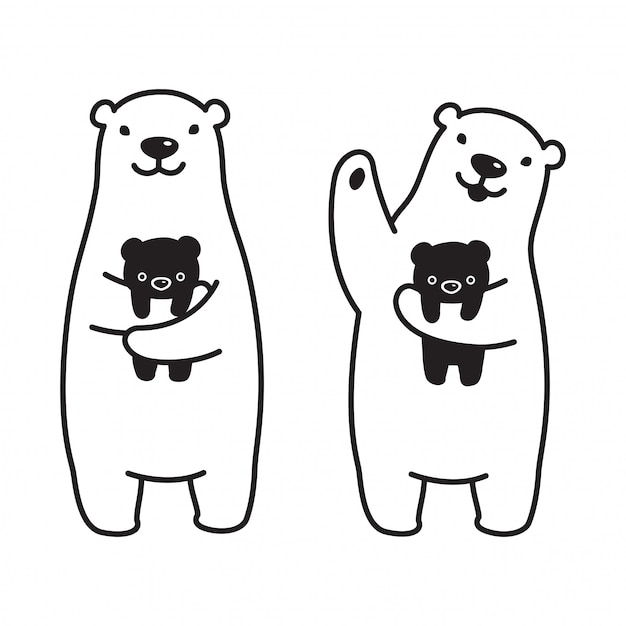 Oso vector de dibujos animados de peluche polar