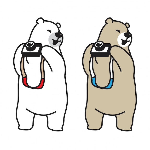 Oso vector oso polar cámara de dibujos animados