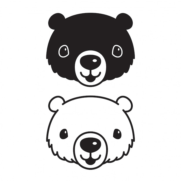 Oso vector polar oso icono cabeza dibujos animados