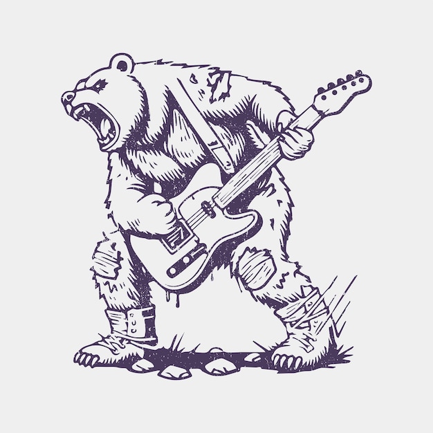 Un oso zombi como una estrella de rock