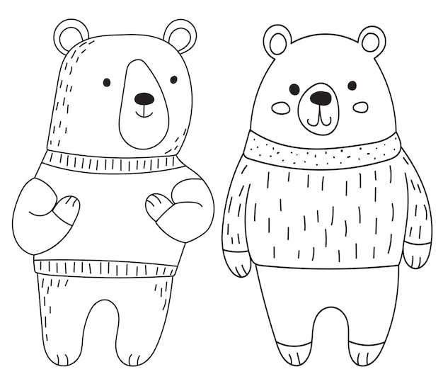 Osos boceto doodle vector aislado