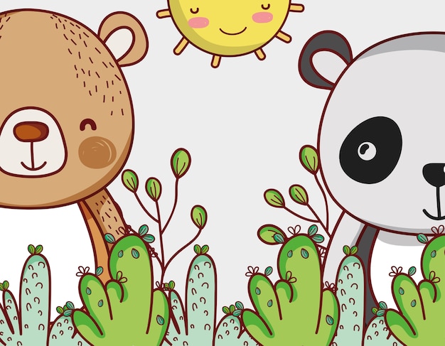 Osos en el bosque doodle dibujos animados