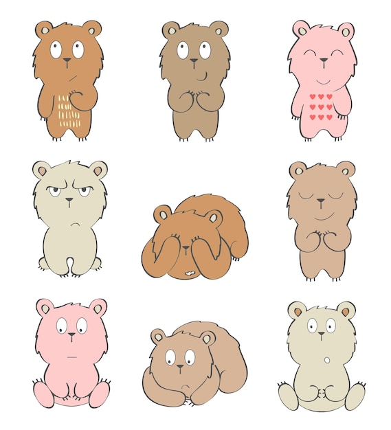 Osos de dibujos animados de vectores