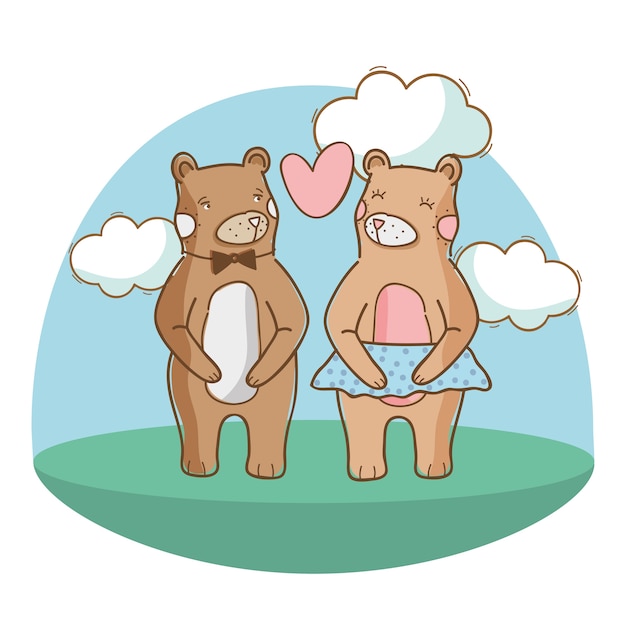 Los osos lindos y enamorados