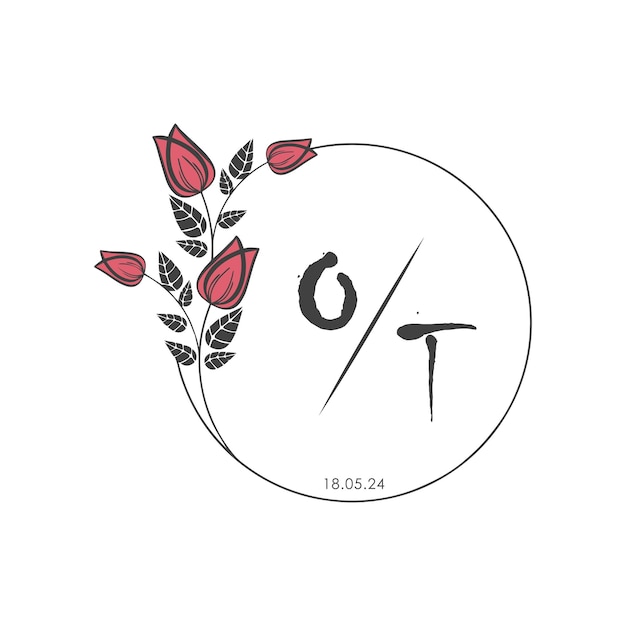 OT monograma inicial algunas rosas círculo de boda con diseño creativo
