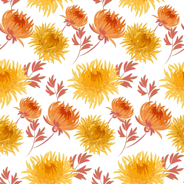 Vector otoño amarillo floral de patrones sin fisuras.