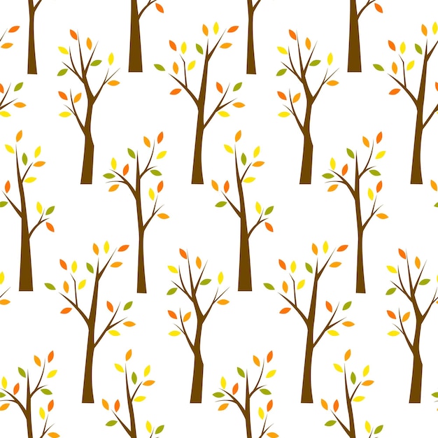 Otoño árboles vector de patrones sin fisuras Fondo transparente con árboles