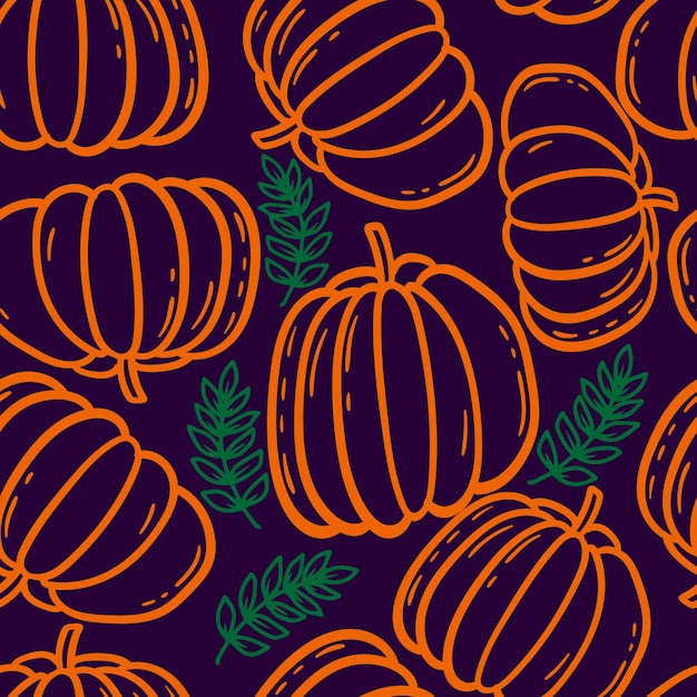 Otoño calabaza estacional vector de patrones sin fisuras