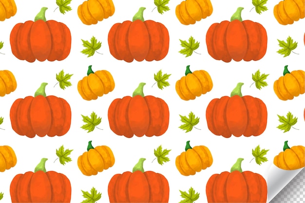 Otoño con calabazas, hojas de arce y cálida acuarela Concepto de patrones sin fisuras de Acción de Gracias