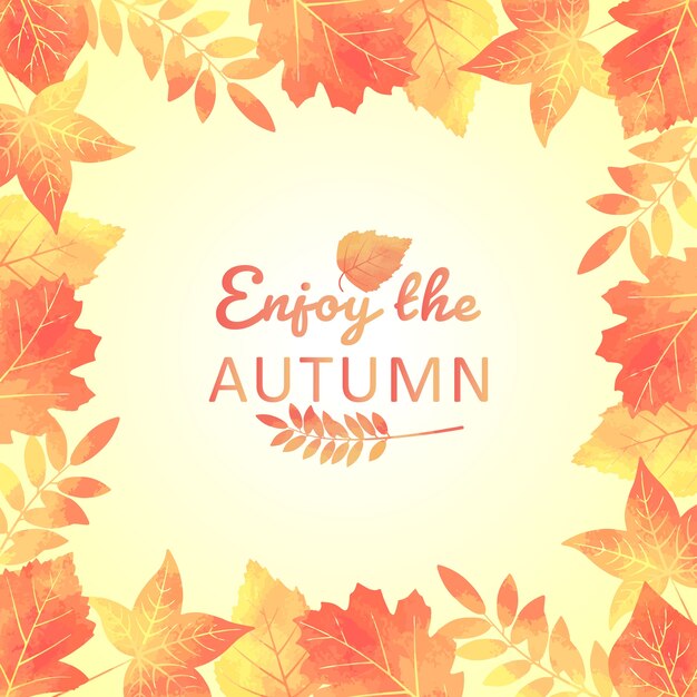 otoño deja fondo con efecto acuarela