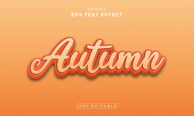 Otoño Efecto de texto editable 3d Vector Premium