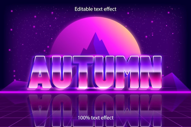 Vector otoño estilo retro de efecto de texto editable