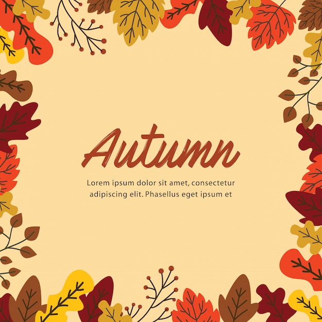 otoño de fondo con ilustración vectorial hojas