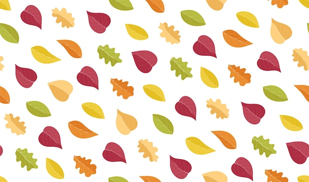 Vector otoño fondo de patrones sin fisuras con hojas de colores