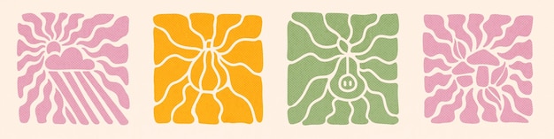 El otoño groovy formas naturales en matisse curvas estéticas groovy abstracto arte de otoño conjunto doodle orgánico