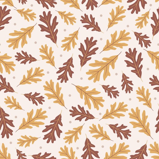 Otoño hojas de roble de patrones sin fisuras. Ilustración vectorial. Perfecto para papel tapiz, papel de regalo, patrón