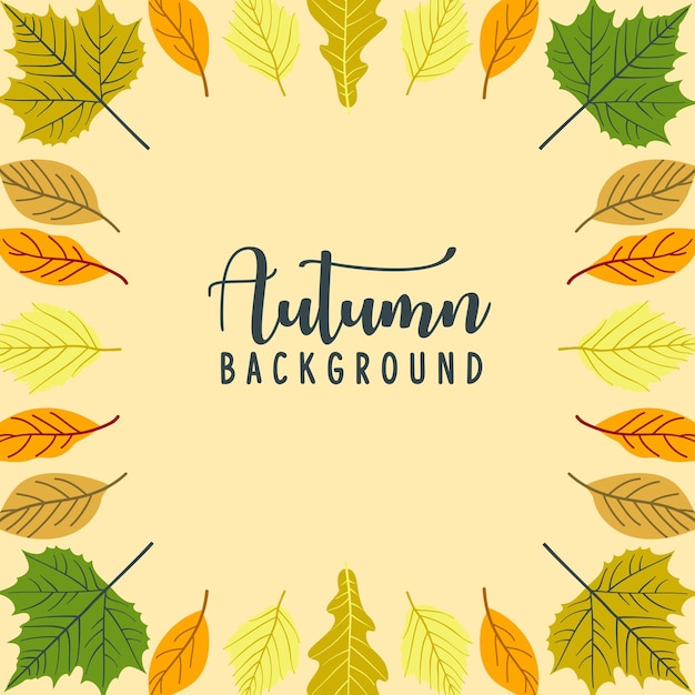 Otoño marco fondo temporada hojas diseño plano estilo vector ilustración