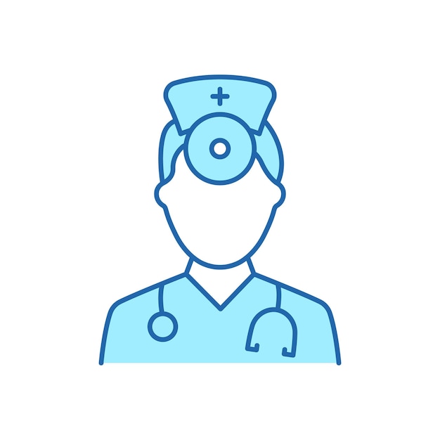 Otorrinolaringólogo Doctor Icon de línea de color Personal médico de otorrinolaringología con estetoscopio