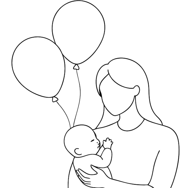 otro con un bebé niño arte de línea continua ilustración vectorial minimalista