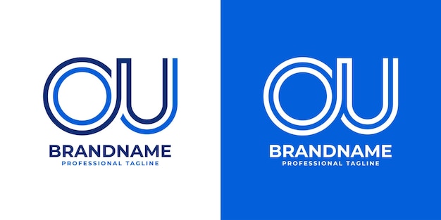 OU Line Monogram Logos adecuados para negocios con las iniciales OU o UO