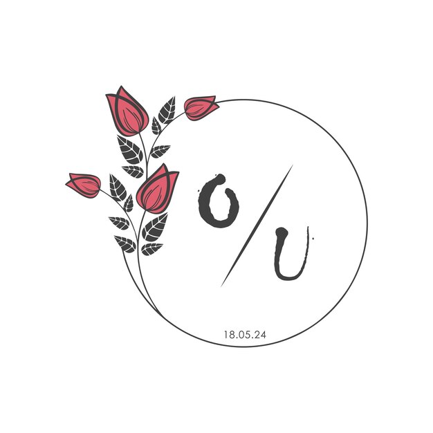 OU monograma inicial algunas rosas Círculo de boda con diseño creativo