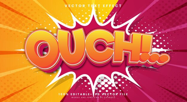 Ouch Estilo de dibujos animados 3D efecto de texto editable plantilla