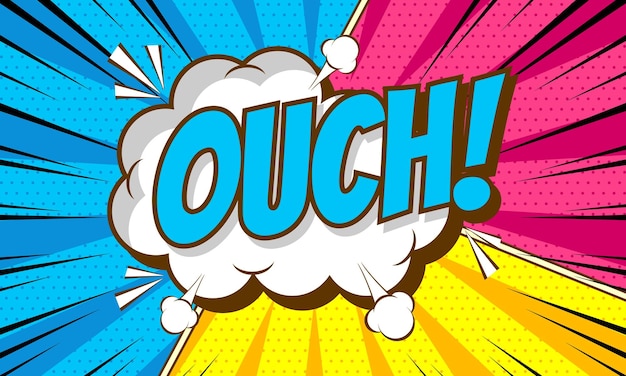 Ouch expresión de historieta cómica en estilo pop art