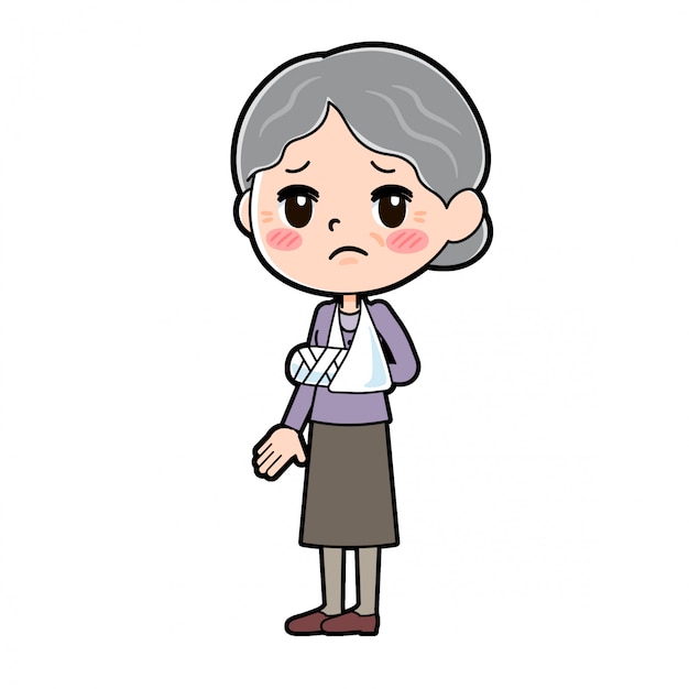 Out line Ropa morada abuela Fracturas-brazo