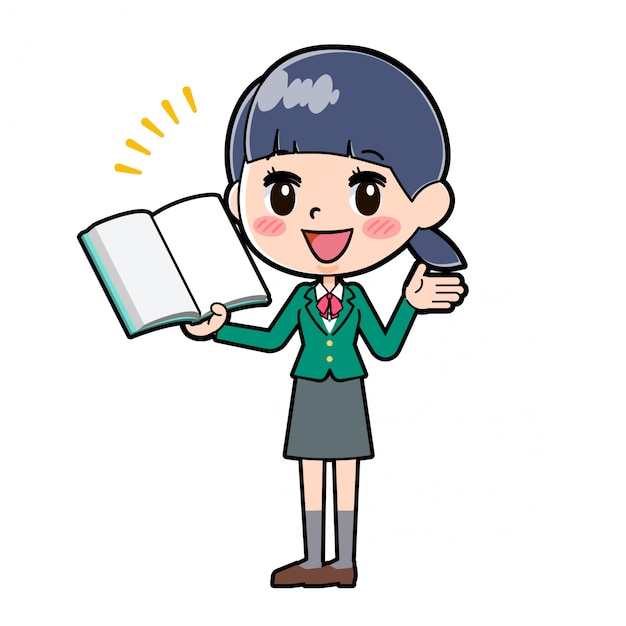 Out line school girl Green_book-purezen