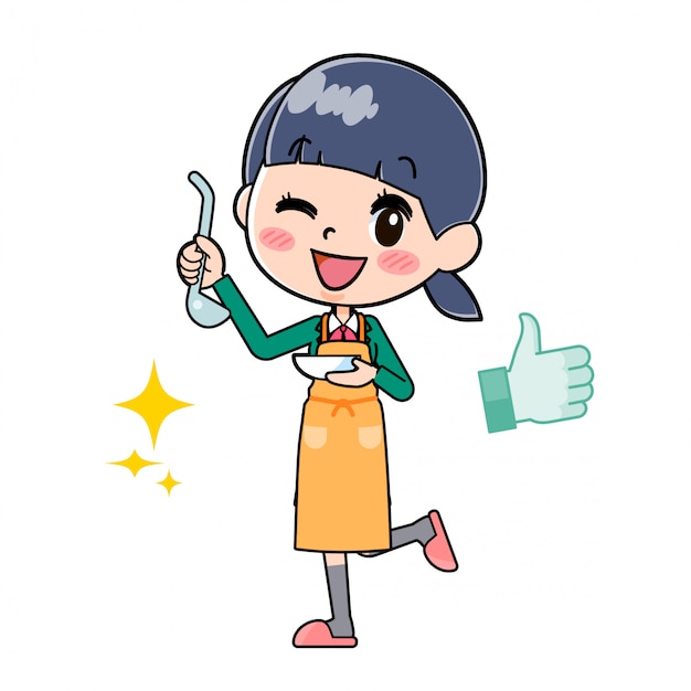 Out line school girl green_cook-oisii